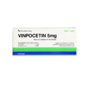 Vinpocetin 5mg Dược Hà Tây điều trị rối loạn tuần hoàn não Hộp 2 vỉ x 25 viên