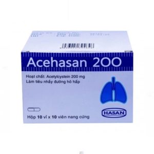 Thuốc Acehasan 200 Hasan làm loãng đờm trong các bệnh phế quản - phổi cấp và mãn tính (10 vỉ x 10 viên)