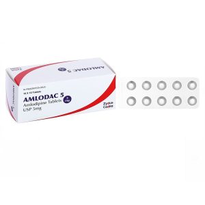 Thuốc Amlodac 5 Cadila điều trị tăng huyết áp, đau thắt ngực (10 vỉ x 10 viên)