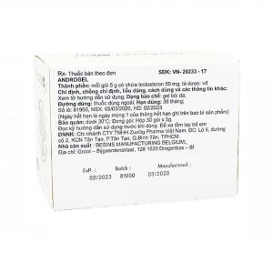 Smart Pharma - Gel bôi da Androgel 50mg/5g Besins hỗ trợ điều trị thiểu năng tuyến sinh dục nam giới (30 gói x 5g) 1 Smart Pharma - Androgel 50mg 2