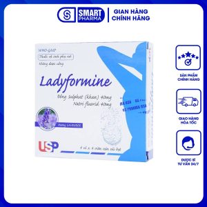 Thuốc vệ sinh phụ nữ Ladyformine USP vệ sinh vùng kín sau sinh, hành kinh, khí hư, viêm ngứa (4 vỉ x 4 viên)