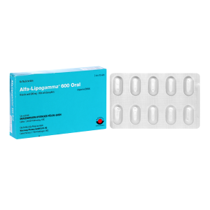 Thuốc Alfa-Lipogamma 600 Oral Worwag điều trị đa thần kinh đái tháo đường (3 vỉ x 10 viên)