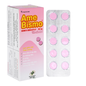 Thuốc Ame Bismo 262mg OPV giảm khó chịu ở dạ dày, ăn không tiêu, ợ nóng (6 vỉ x 10 viên)