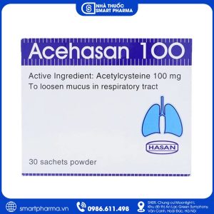 Thuốc bột Acehasan 100 Hasan làm loãng đờm trong các bệnh phế quản