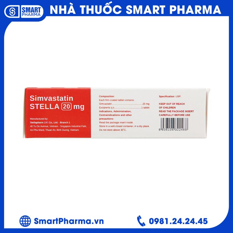 Simvastatin 20 mg Stella 3 Smart Pharma - Simvastatin 20 mg Stella 3