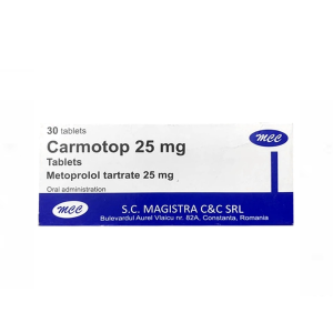 Thuốc Carmotop 25mg Magistra C&C điều trị tăng huyết áp, đau thắt ngực (Hộp 3 vỉ x 10 viên)