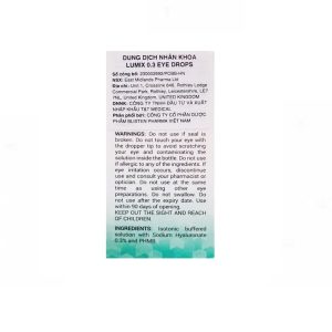 Smart Pharma - Thuốc nhỏ mắt Lumix 0.3 điều trị khô mắt, mỏi mắt ( Lọ 10ml) 2 Smart Pharma - Smart pharma 3