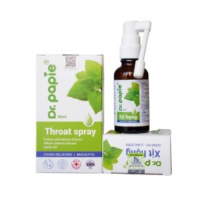 Xit họng húng chanh Dr.Papie hỗ trợ bệnh hô hấp, long đờm, giảm ho, đau họng, amidan