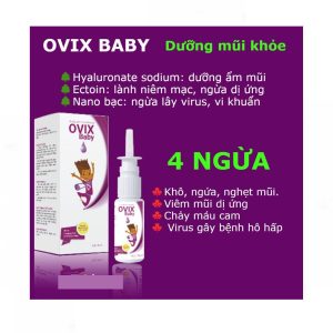 Smart Pharma - Dung dịch xịt mũi Ovix Baby hỗ trợ viêm mũi, viêm xoang, viêm mũi dị ứng, viêm VA (Hộp 1 chai 20ml) 2 Smart Pharma - Xit mui Ovix Baby1