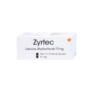 Thuốc Zyrtec GSK giảm viêm mũi dị ứng, mày đay tự phát, mạn tính (1 vỉ x 10 viên)