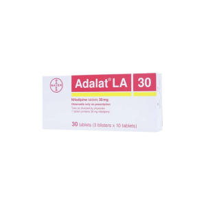 Thuốc Adalat LA 30mg – điều trị tăng huyết áp và đau thắt ngực ổn định mạn tính (hộp 3 vỉ x 10 viên)