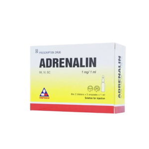 Thuốc Adrenalin 1 mg/1 ml – dung dịch tiêm cấp cứu tim mạch & phản vệ (hộp 10 ống)