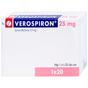 Thuốc Verospiron 25mg Gedeon điều trị phù, tăng huyết áp, cường aldosterone tiên phát và giảm kali huyết (1 vỉ x 20 viên)