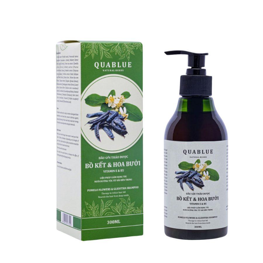NT Smartpharma (1) Dầu gội thảo dược Bồ kết hoa bưởi Quablue – Làm sạch da đầu, nuôi dưỡng tóc mềm mượt