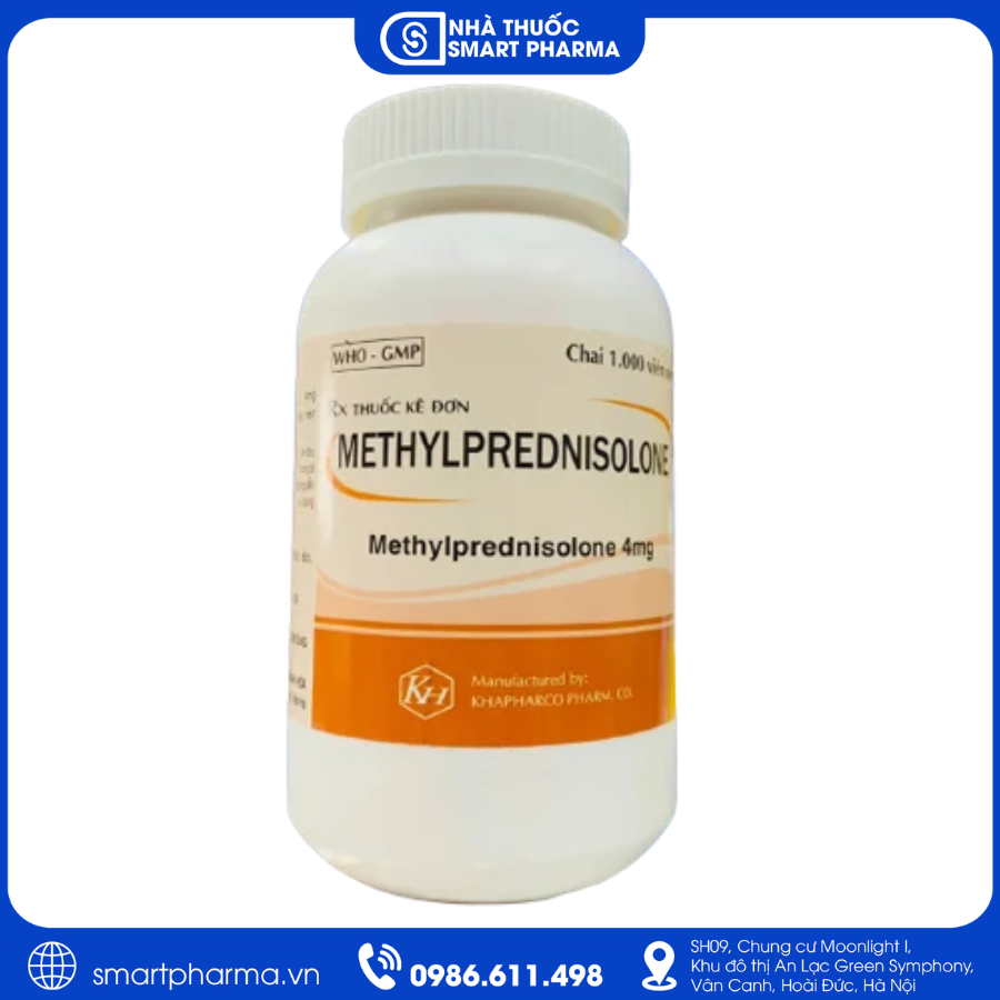 NT Smartpharma Methylprednisolon 4mg Khapharco - Kháng viêm, chống dị ứng