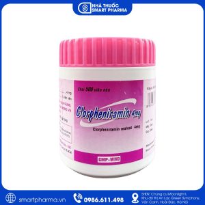 Thuốc Clorpheniramin 4mg điều trị viêm mũi dị ứng, mề đay và các triệu chứng dị ứng