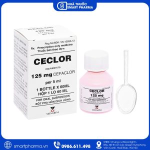 Bột pha hỗn dịch uống Ceclor 125mg điều trị nhiễm khuẩn đường hô hấp, tai mũi họng và tiết niệu