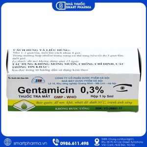 Thuốc Gentamicin 0.3% điều trị nhiễm khuẩn mắt do vi khuẩn nhạy cảm
