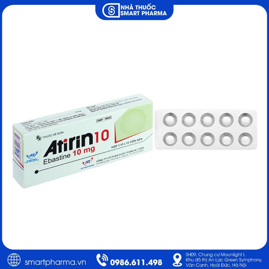 NT Smartpharma Thuốc Atirin 10 - Giảm dị ứng, ngứa da, viêm mũi dị ứng