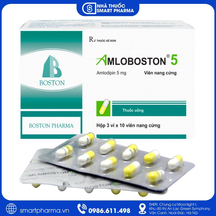 NT Smartpharma Amloboston 5mg điều trị tăng huyết áp, đau thắt ngực