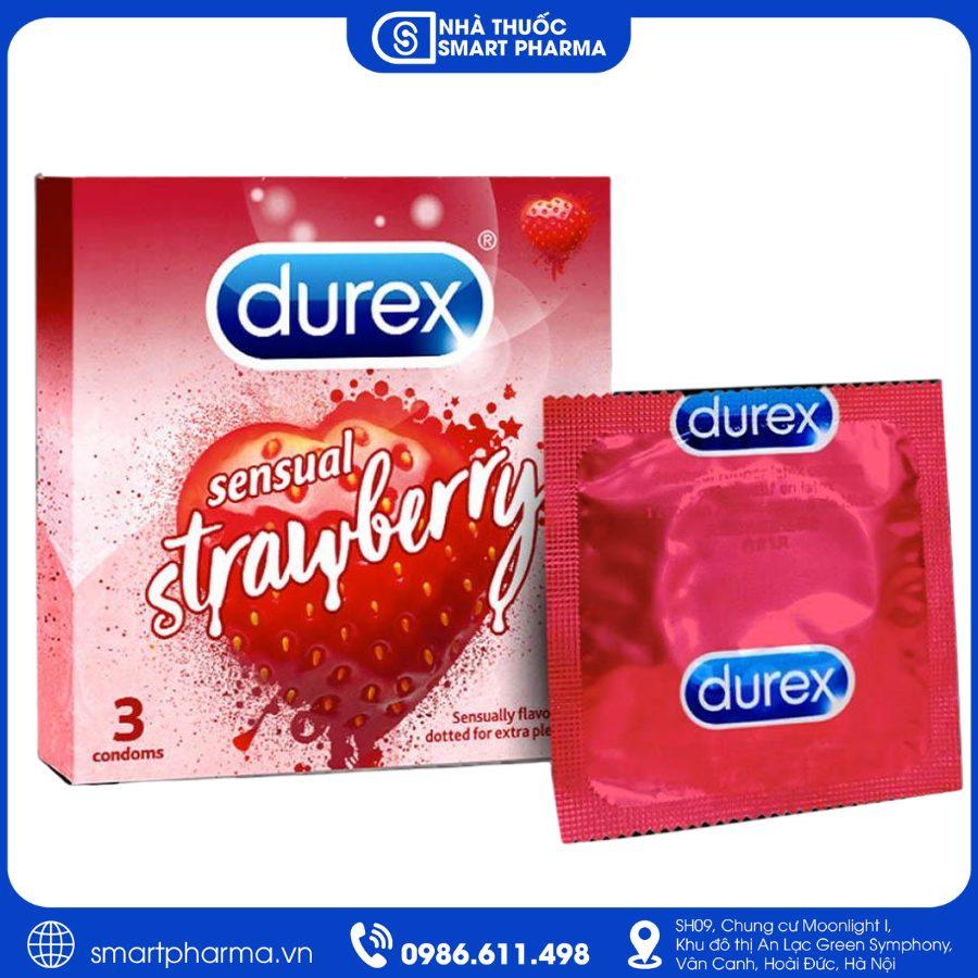 NT Smartpharma Bao cao su Durex Sensual Strawberry – Hương dâu quyến rũ, tăng cảm giác thăng hoa