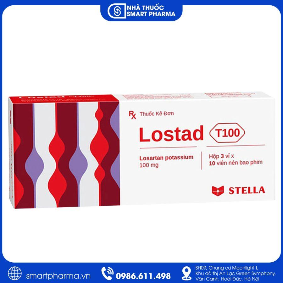 NT Smartpharma Thuốc Lostad T100 điều trị tăng huyết áp, bảo vệ thận ở bệnh nhân đái tháo đường týp 2
