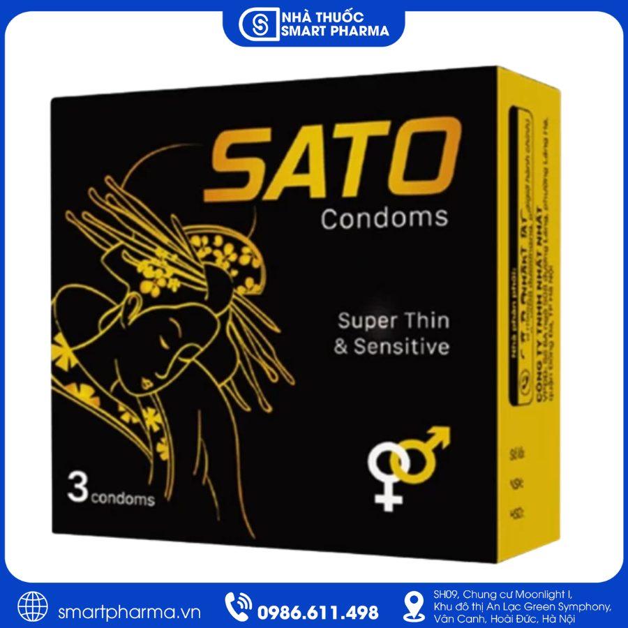 NT Smartpharma Bao cao su Sato Condoms Nhất Nhất – An toàn, bôi trơn sẵn, hỗ trợ phòng tránh thai