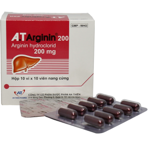Thuốc A.T Arginin 200 An Thiên giảm rối loạn chuyển hóa chức năng gan (10 vỉ x 10 viên)