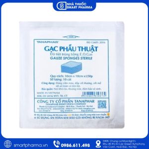 Gạc phẫu thuật 10x10x12 lớp hỗ trợ thấm hút máu, dịch tiết và chăm sóc vết thương