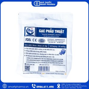 Gạc phẫu thuật 10x10cm 8 lớp hỗ trợ thấm máu trong phẫu thuật