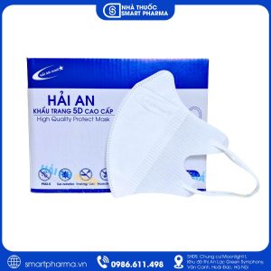Khẩu Trang 5D Trắng Hải An hỗ trợ lọc bụi mịn, kháng khuẩn và bảo vệ đường hô hấp