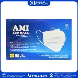 Khẩu trang y tế Ami 4 lớp Trắng hỗ trợ lọc bụi, hạn chế giọt bắn