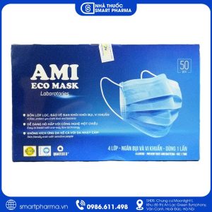 Khẩu trang y tế Ami 4 lớp Xanh hỗ trợ lọc bụi và bảo vệ đường hô hấp