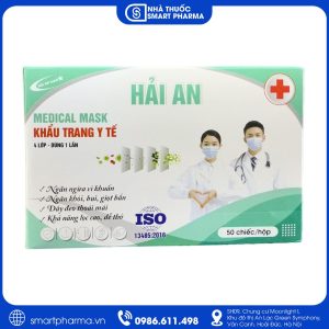Khẩu trang y tế Hải An Mask xanh 4 lớp hỗ trợ ngăn bụi, giọt bắn