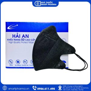 Khẩu trang 5D Hải An Đen hỗ trợ ngăn bụi và bảo vệ đường hô hấp