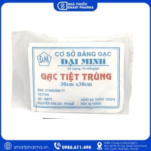 Gạc tiệt trùng 30x30 hỗ trợ thấm dịch, băng bó và bảo vệ vết thương ngoài da