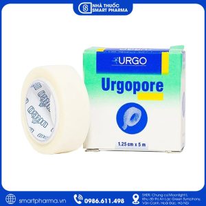 Băng dính giấy Urgopore 1,25cm x 5m cố định bông gạc, kim truyền và y cụ nhỏ