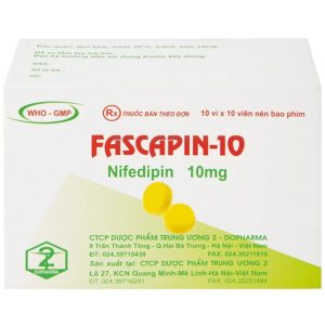 Thuốc Fascapin-10 dự phòng đau thắt ngực, cao huyết áp ( 10 vỉ x 10 viên)