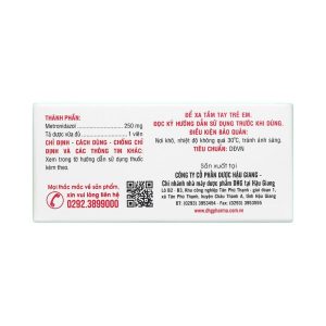 Smart Pharma - Thuốc Metronidazol 250mg DHG Pharma điều trị nhiễm Trichomonas, amip và vi khuẩn kỵ khí (10 vỉ x 10 viên) 3 Smart Pharma - NT SMART PHARMA 2026 09 08T151943.332
