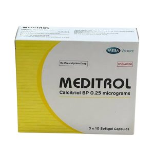 Thuốc Meditrol 0,25mcg Mega We Care điều trị loãng xương và rối loạn chuyển hóa xương (Hộp 3 vỉ x 10 viên)