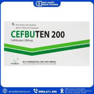 Cefbuten 200mg – Điều trị nhiễm khuẩn đường hô hấp, viêm tai giữa và viêm họng