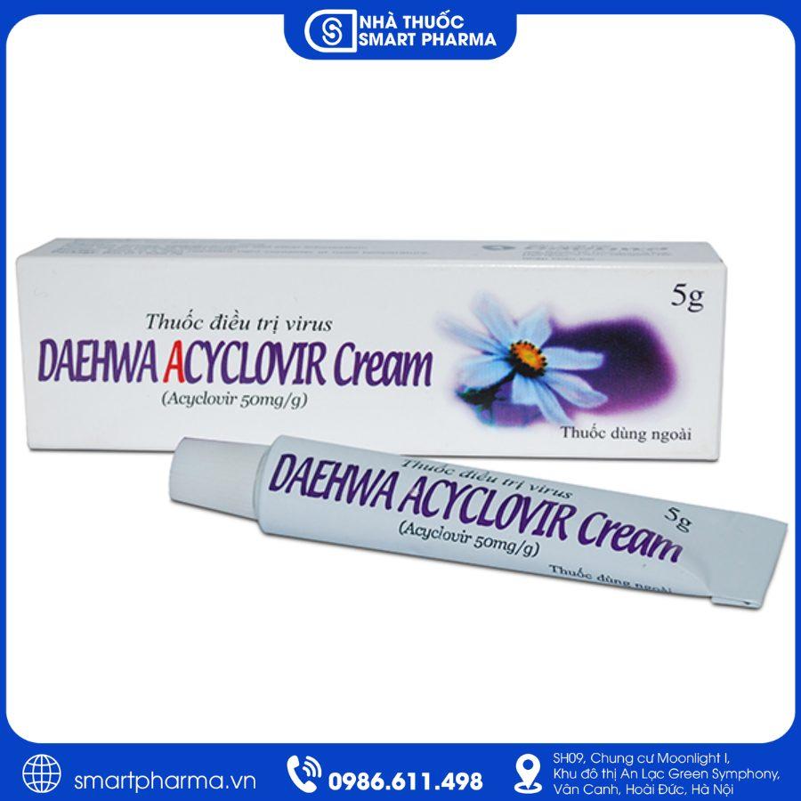 NT Smartpharma (13) Daehwa Acyclovir Cream 5% điều trị mụn rộp môi, herpes simplex trên da