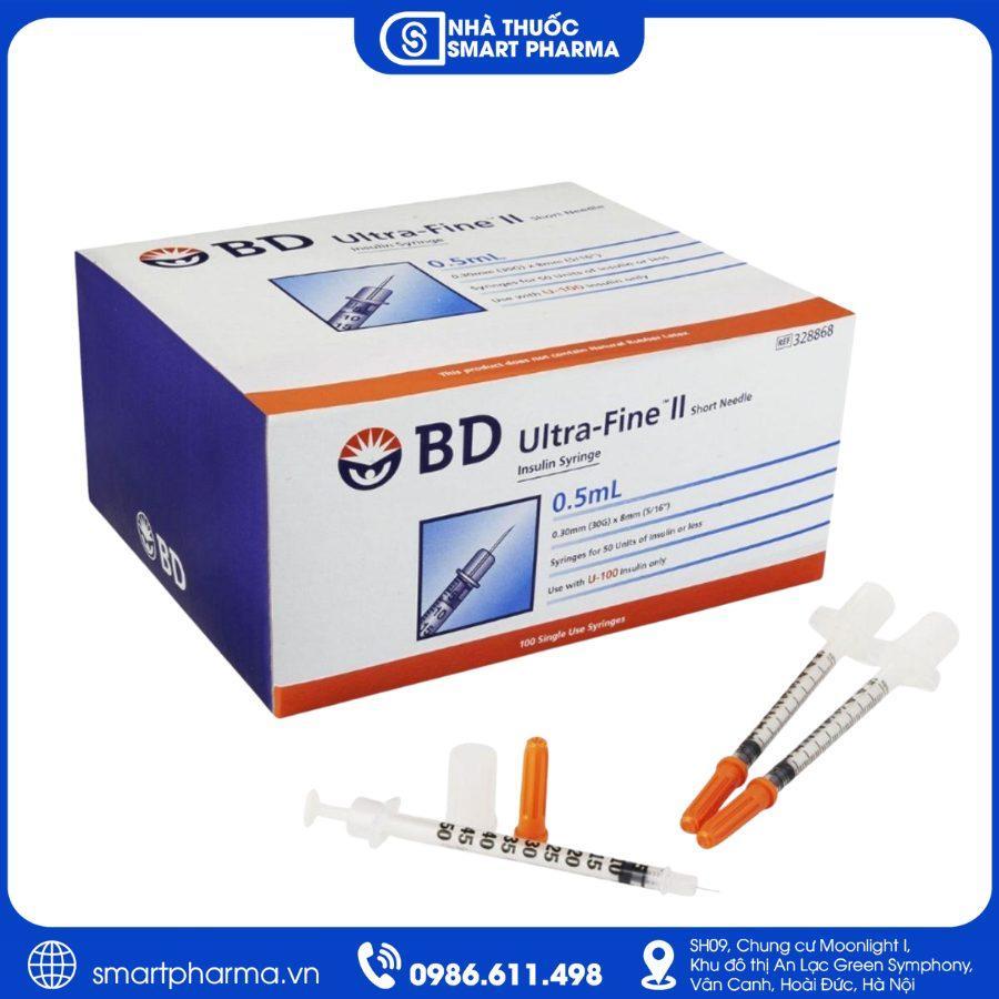 NT Smartpharma (14) Bơm tiêm tiểu đường BD Ultra-Fine II 0,5ml – Kim nhỏ, hỗ trợ tiêm insulin chính xác