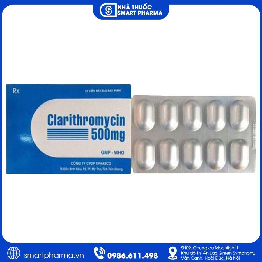NT Smartpharma (14) Thuốc Clarithromycin 500mg Tipharco – Điều trị nhiễm khuẩn đường hô hấp và da