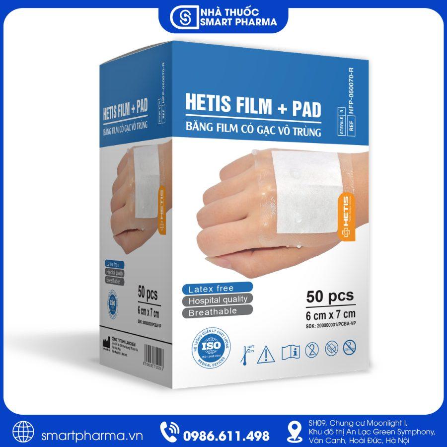 NT Smartpharma (20) Hetis Film 6cm x 7cm – Gạc film chống thấm nước bảo vệ rốn trẻ sơ sinh