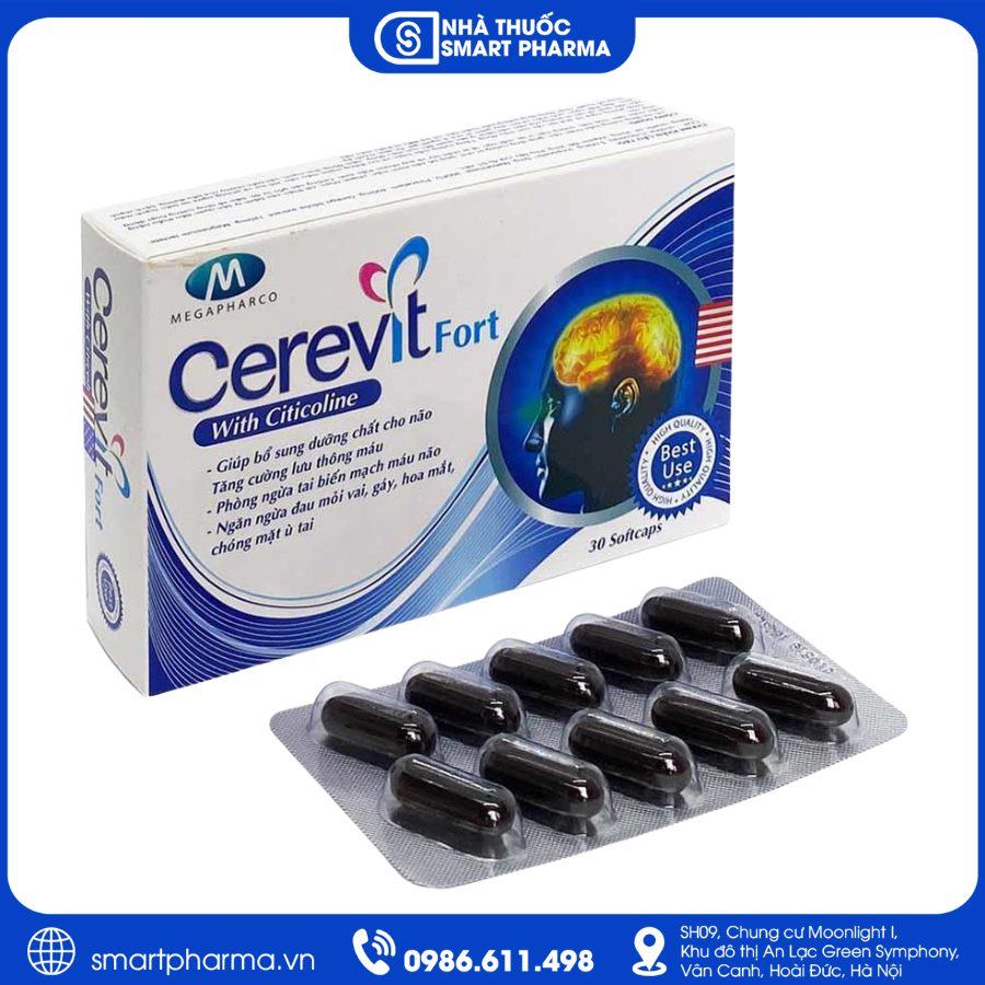 NT Smartpharma (24) Cerevit Fort – Tăng cường tuần hoàn não, cải thiện trí nhớ và giảm đau đầu, chóng mặt