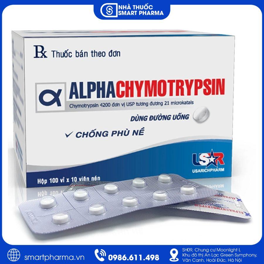 NT Smartpharma (26) Thuốc Alphachymotrypsin USAR 4200IU giảm phù nề, sưng viêm sau chấn thương và phẫu thuật