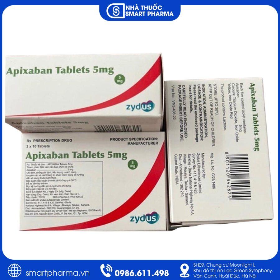 NT Smartpharma (30) Apixaban Tablets 5mg Zydus – Thuốc chống đông máu, phòng ngừa đột quỵ do rung nhĩ, điều trị huyết khối