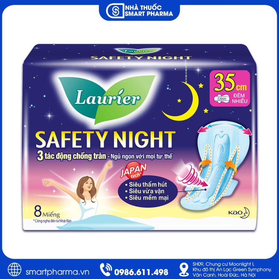 NT Smartpharma (32) Băng vệ sinh Laurier Safety Night 35cm – Thấm hút tốt, chống tràn ban đêm