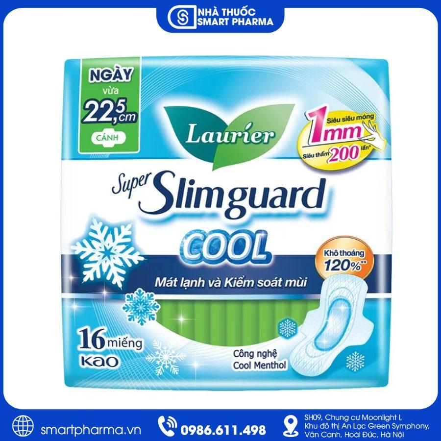 NT Smartpharma (33) Băng vệ sinh Laurier Super Slimguard Cool 22.5cm – Siêu mỏng, mát lạnh, khô thoáng